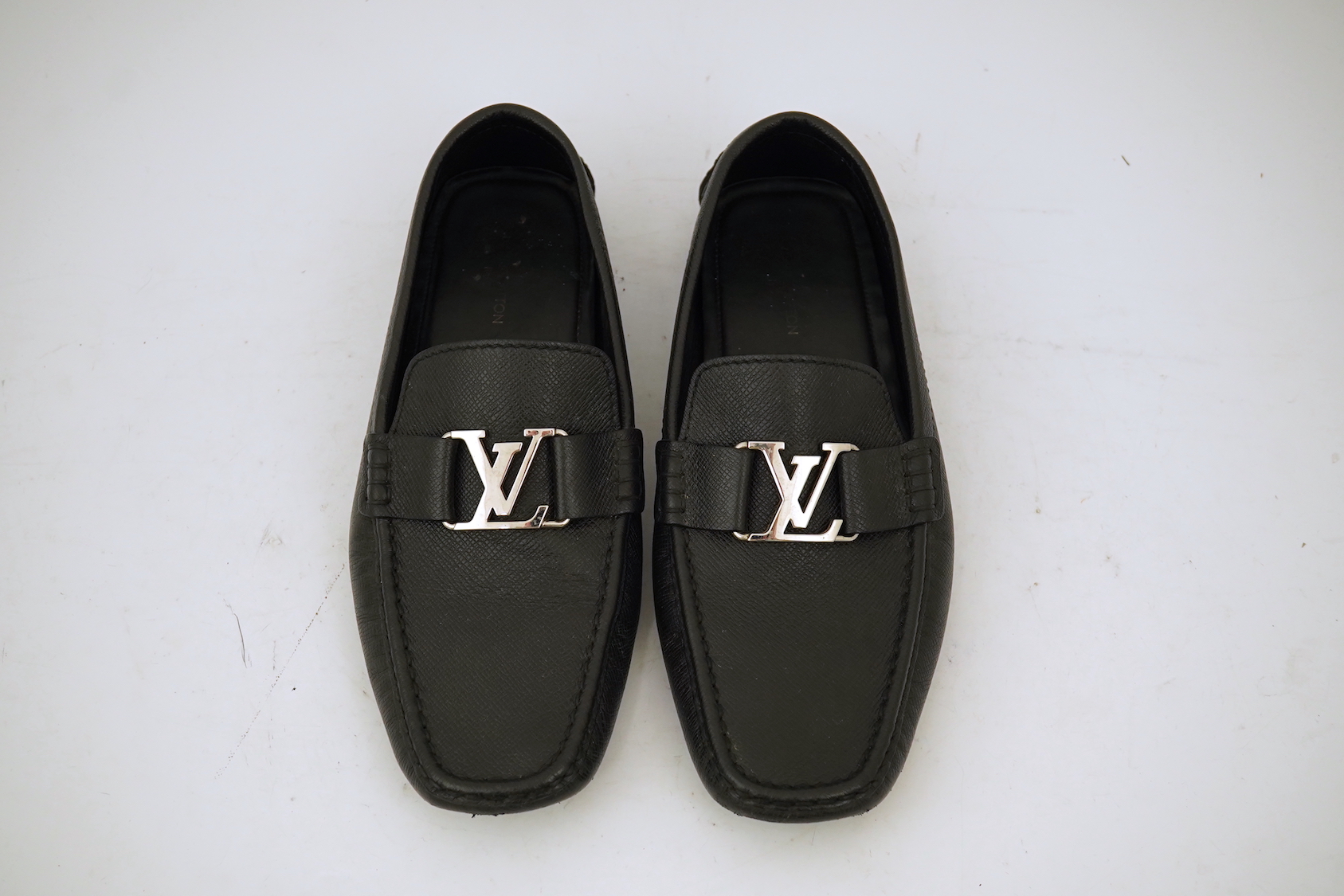 A pair of black Louis Vuitton Monte Carlo gentleman's loafers, UK 8.5